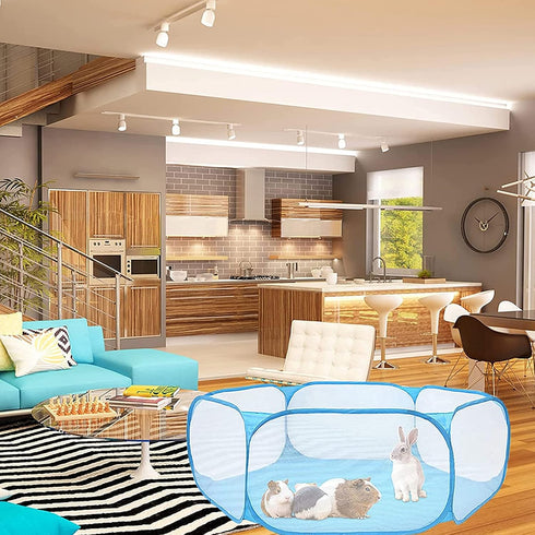 Hamster Foldable Exercise Playpen, Breathable and Transparent Pet Playpen, Indoor/Outdoor Cage Small Animal Fence for Syrian Hamster Rats Chinchil...